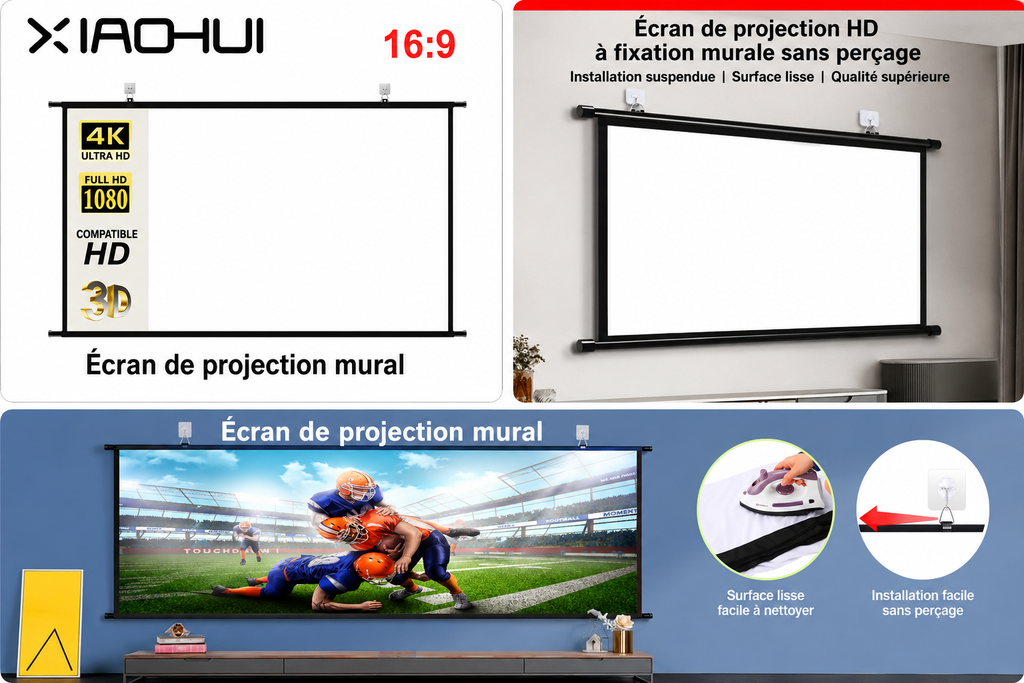 Écran de projection XIAOHUI 72 à 133 pouces - en utilisation bureau