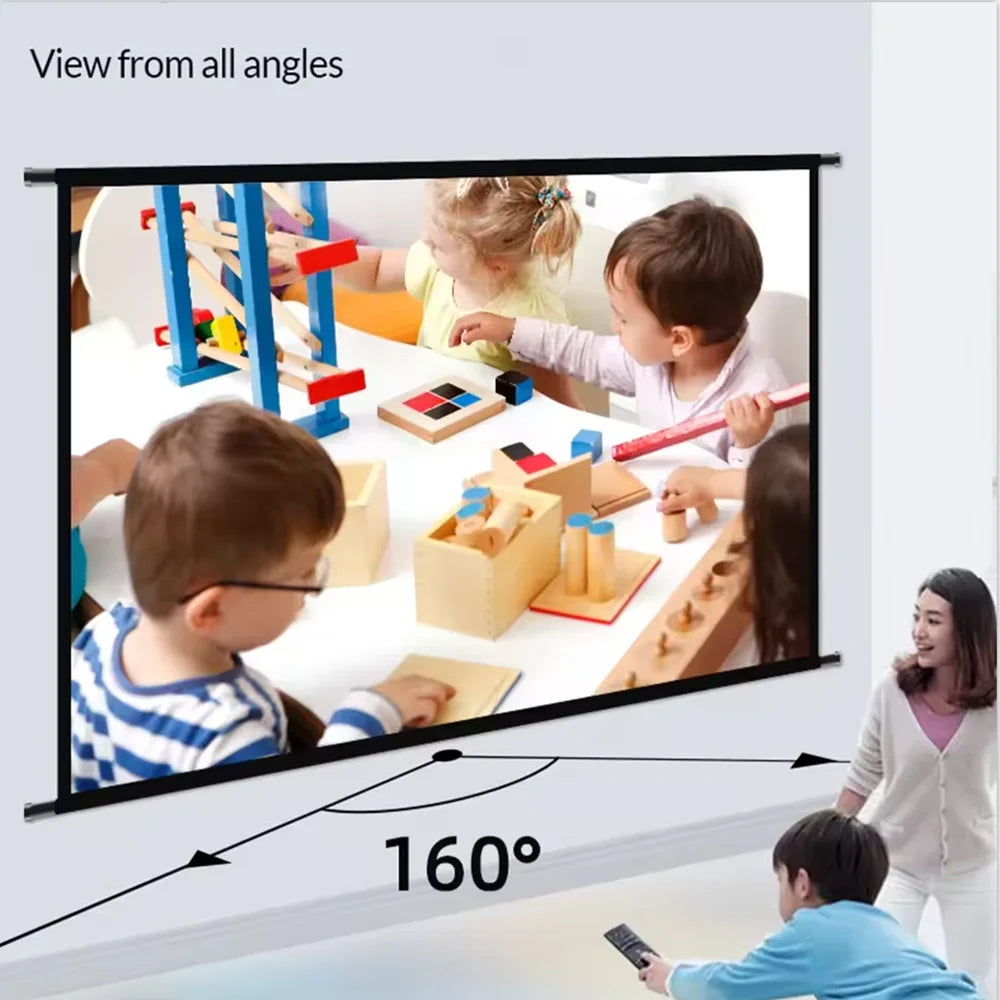Écran de Projection HD 16:9 - 60 à 133 Pouces, Polyester Pliant
