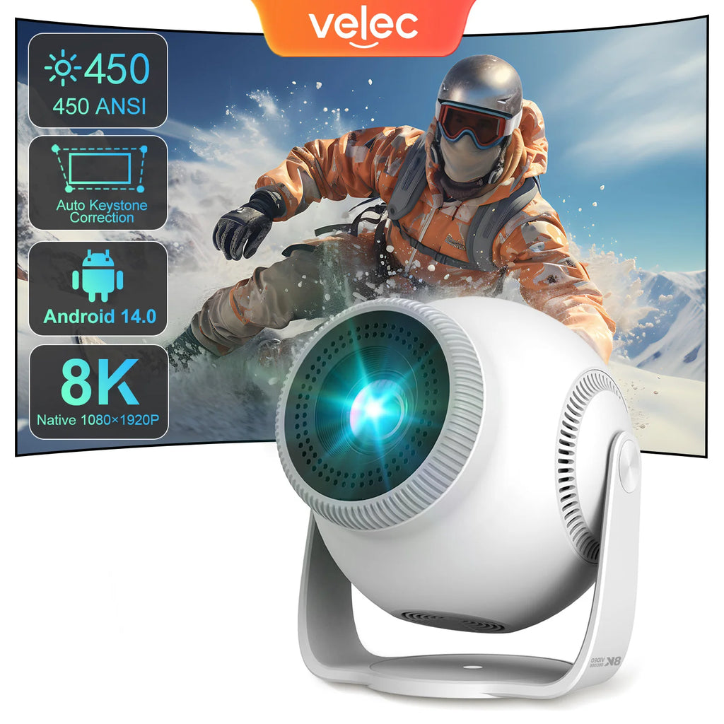 Velec TP360 videoprojecteur Android 14 450 ANSI lumens