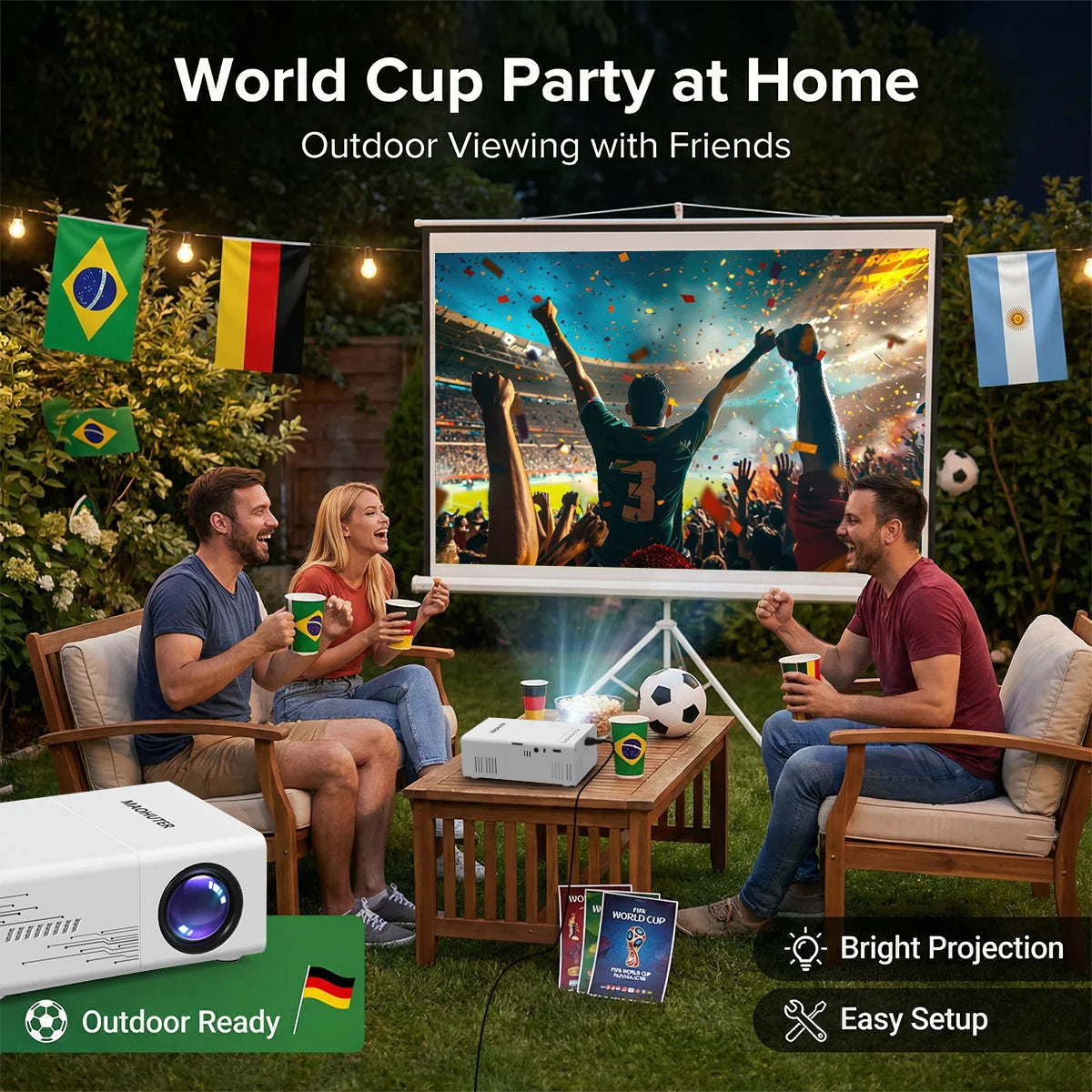MAOHUTER - Vidéoprojecteur Compact Full HD 1080p, Écran 30 à 100 Pouces