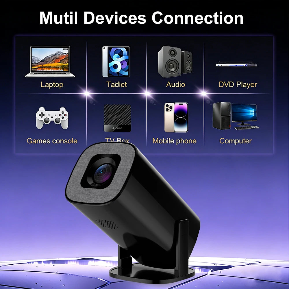 Focabo V1 - Vidéoprojecteur Portable Android 14, Ultra HD LCD, Batterie Intégrée