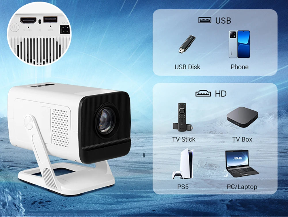 PROGAGA PG310 - Vidéoprojecteur Android WiFi6, 300 ANSI, Courte Focale