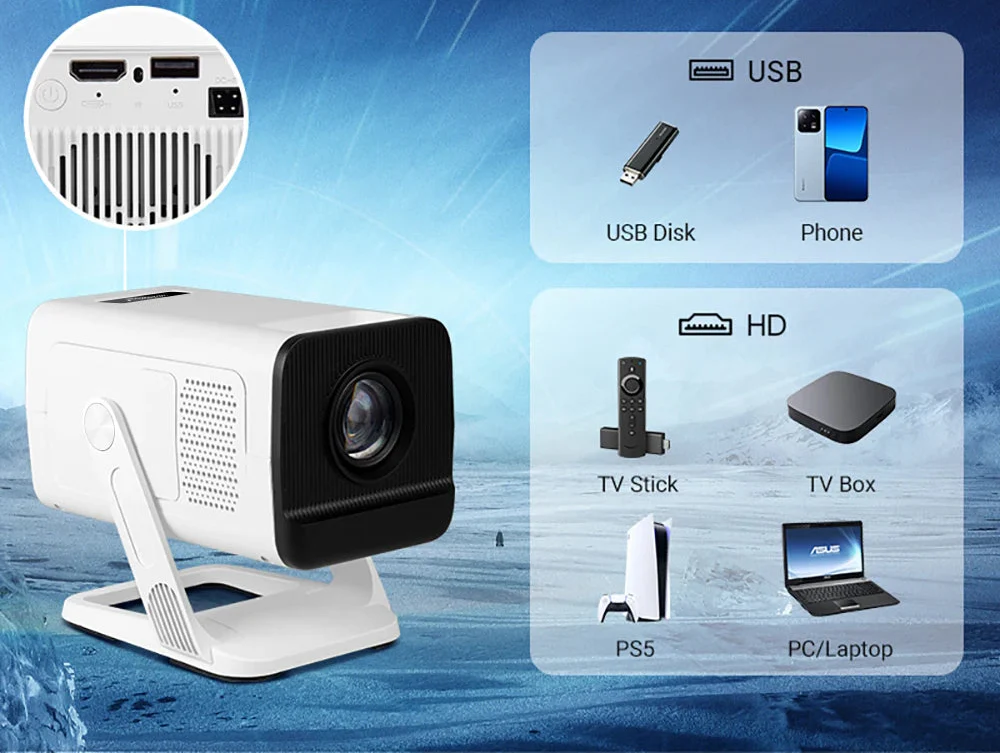 PROGAGA PG310 vidéoprojecteur Android WiFi6 - connectique